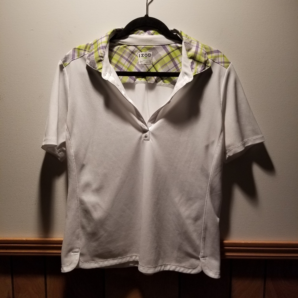 🍁🌺IZOD Golf collared quarter buttoned short sleeved top
